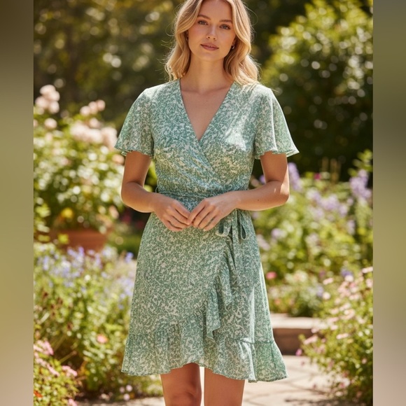 LC Lauren Conrad Dresses & Skirts - Lauren Conrad Green Floral Dress
